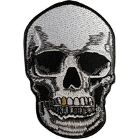 Gold Tooth Skull Patch Iron Sew On Clothing Denim Jeans Fabric Embroidered Badge