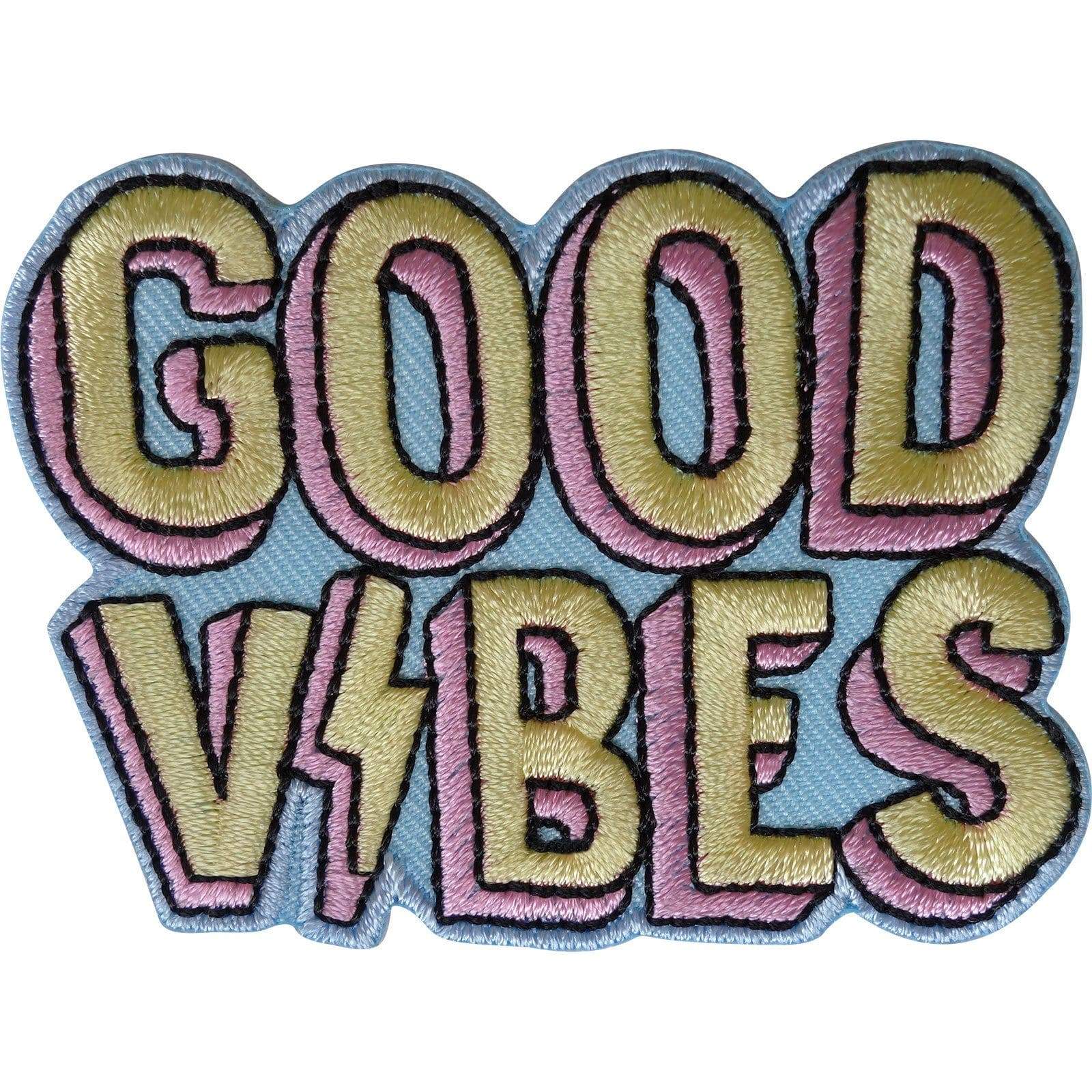 Good Vibes Patch Iron Sew On Clothes Bag Embroidered Badge Embroidery Applique