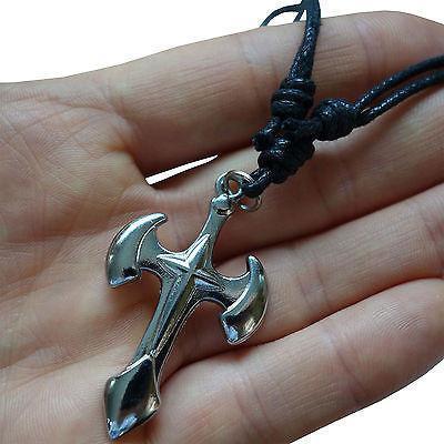Gothic Sword Cross Pendant Chain Necklace Choker Silver Tone Mens Man Goth Biker