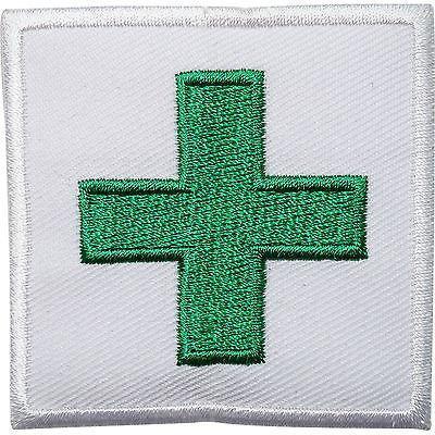 Green First Aid Cross Embroidered Iron Sew On Cloth Patch Medical Badge Transfer