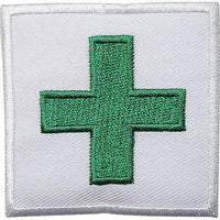 Green First Aid Cross Embroidered Iron Sew On Cloth Patch Medical Badge Transfer