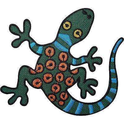 Green Gecko Lizard Embroidered Iron / Sew On Patch Clothes Shirt Jeans Bag Badge