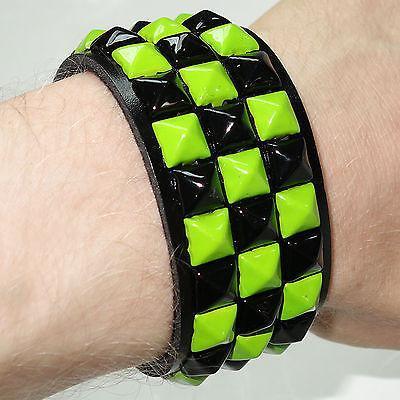 Green Pyramid Stud Bracelet Wristband Bangle Mens Womens Girls Boys Jewellery