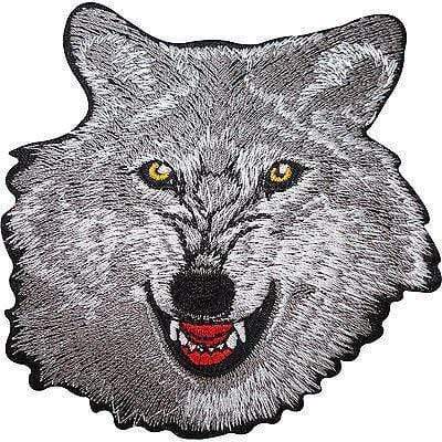 Grey Wolf Head Embroidered Iron Sew On Patch Clothes T Shirt Jeans Jacket Badge