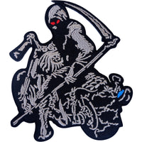 Grim Reaper Chopper Patch Iron On Sew On Motorcycle Motorbike Embroidered Badge