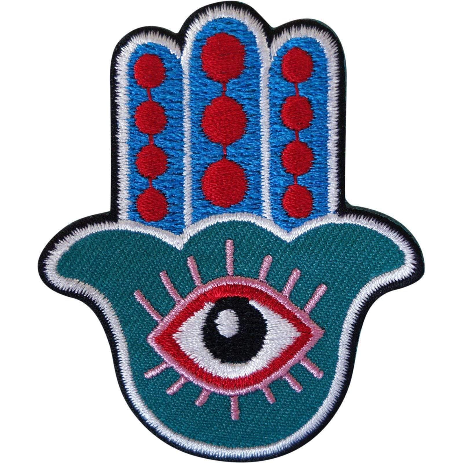 Hamsa Patch Iron Sew On Badge Hand of Fatima Evil Eye Islam Embroidered Applique