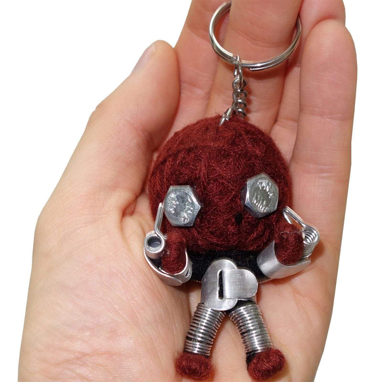 Handmade Recycled Metal Brown Robot String Voodoo Doll Keyring Keychain Toy Gift