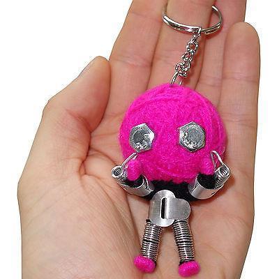 Handmade Recycled Metal Neon Pink Robot String Voodoo Doll Keyring Keychain Toy Handmade Recycled Metal Neon Pink Robot String Voodoo Doll Keyring Keychain Toy