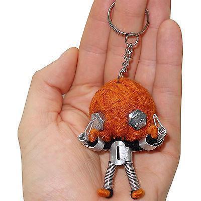 Handmade Recycled Metal Tan Brown Robot String Voodoo Doll Keyring Keychain Toy Handmade Recycled Metal Tan Brown Robot String Voodoo Doll Keyring Keychain Toy