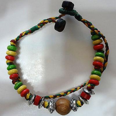 Handmade Woven Fabric Reggae Rasta Silver Colour Cuff Bracelet Fashion Jewellery