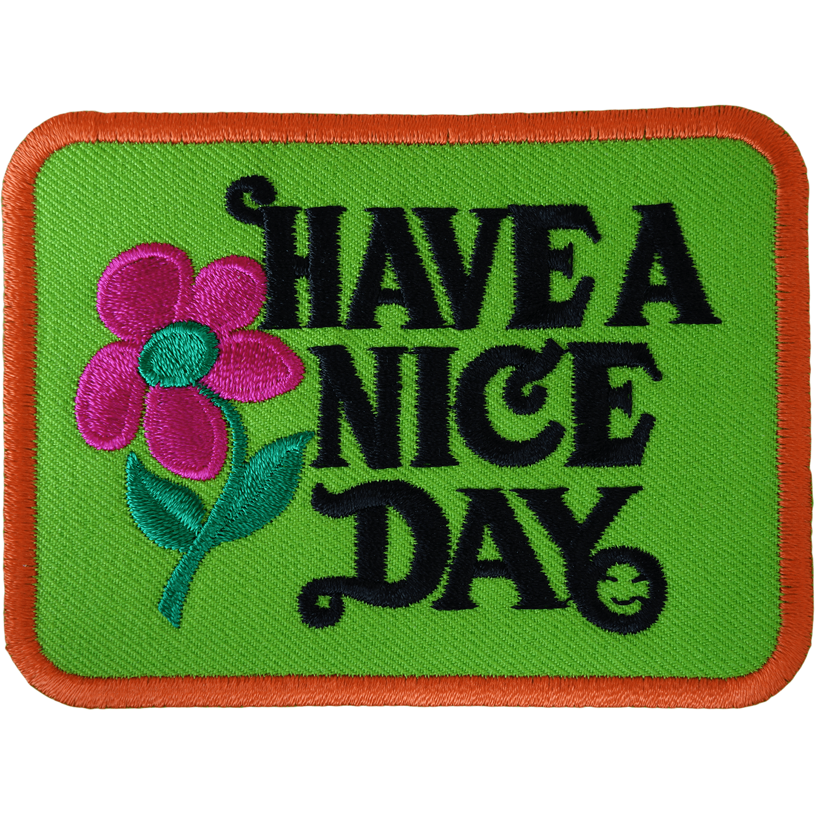 HAVE A NICE DAY Patch Iron Sew On 60s Hippie Flower Embroidered Badge Embroidery