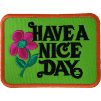 HAVE A NICE DAY Patch Iron Sew On 60s Hippie Flower Embroidered Badge Embroidery