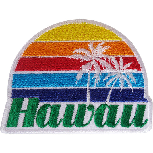 Hawaii Patch Iron On Sew On T Shirt Skirt Palm Trees Hawaiian Embroidered Badge