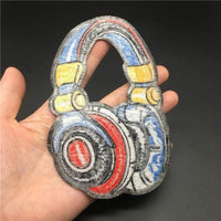 Headphones Iron On Patch Sew On Patch Big Large Music Embroidered Badge Embroidery Applique Motif