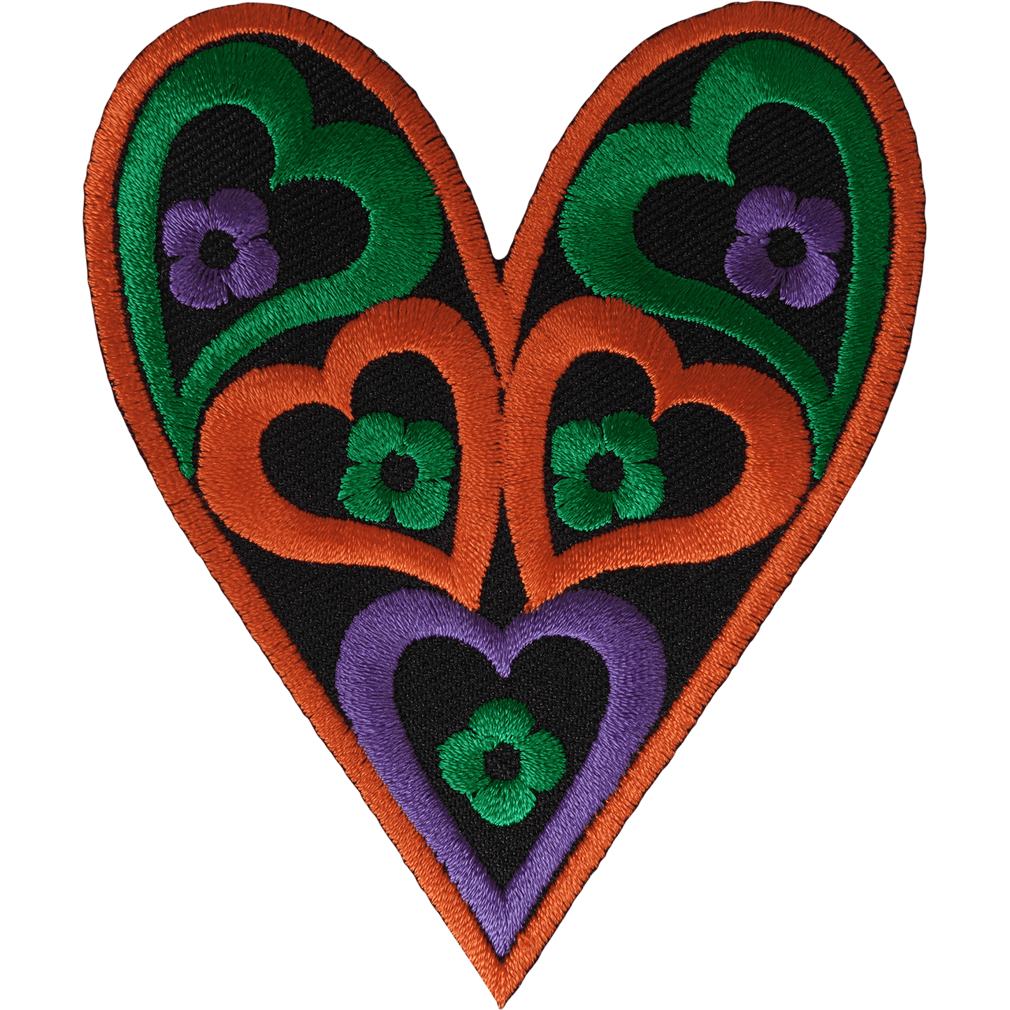 Heart Iron On Patch Sew On Embroidered Applique Hippie Flower Embroidery Badge