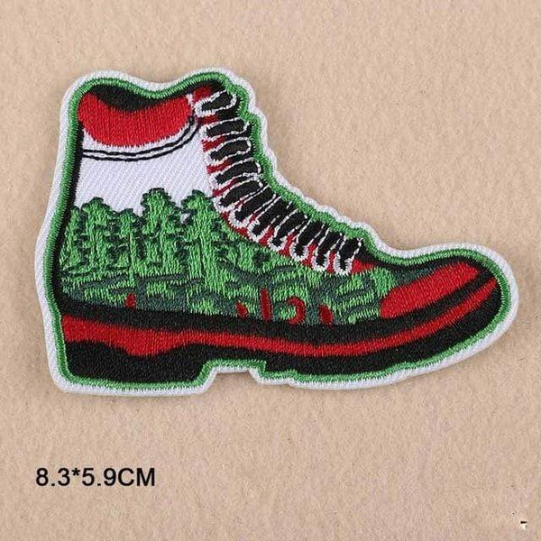 Hiking Boot Patch Iron On Sew On Embroidered Badge Embroidery Applique Outdoor Hiking Walking