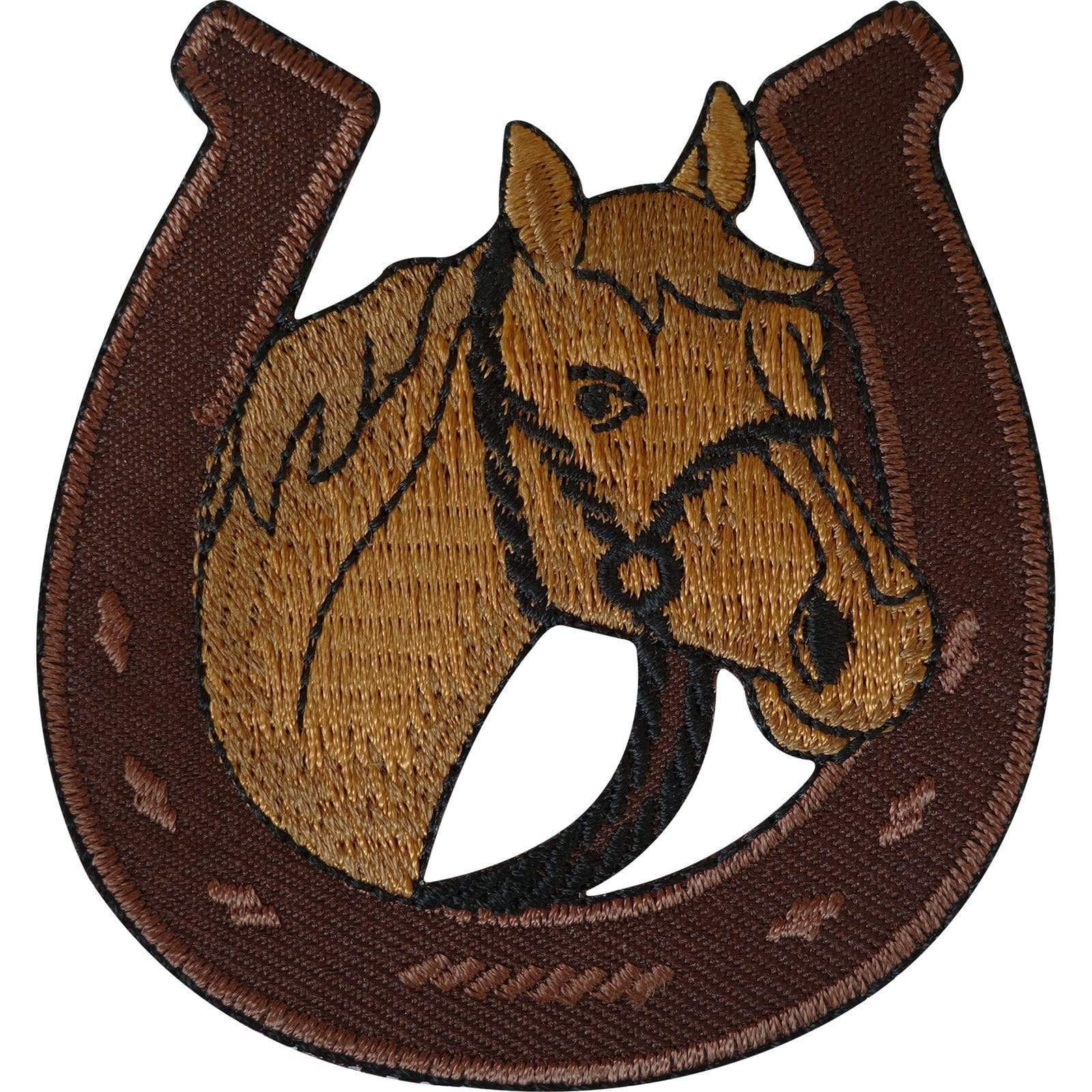 Horseshoe Patch Iron / Sew On Clothes Jacket Pony Horse Riding Embroidered Badge
