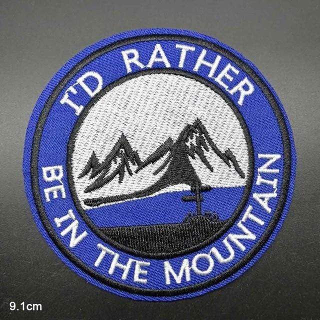 I'd Rather Be In The Mountain Patch Iron On Sew On Embroidered Badge Embroidery Applique Outdoor Hiking
