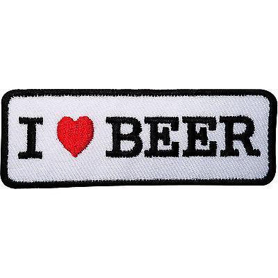 I LOVE BEER Embroidered Iron / Sew On Clothes Patch Hat Cap Jeans Backpack Badge