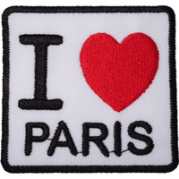 I Love Paris Patch Iron Sew On Clothes Red Heart France French Embroidered Badge