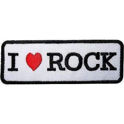 I LOVE ROCK Embroidered Iron / Sew On Clothes Patch Bag Shirt Jacket Music Badge