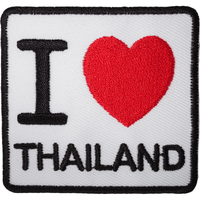 I Love Thailand Patch Iron On Sew On Clothes Embroidered Badge Bangkok Red Heart