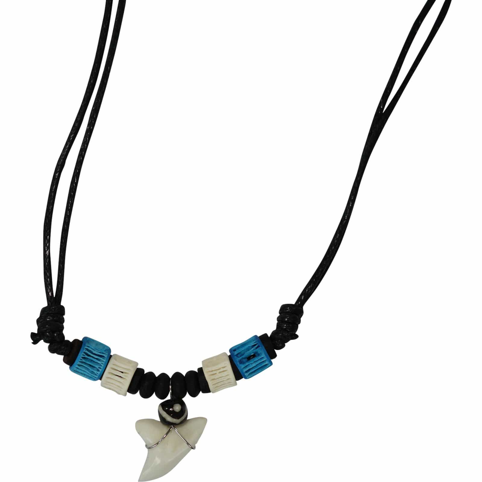 Imitation Resin Shark Tooth Necklace Pendant Chain Mens Boys Girls Womens Ladies Beach Jewellery