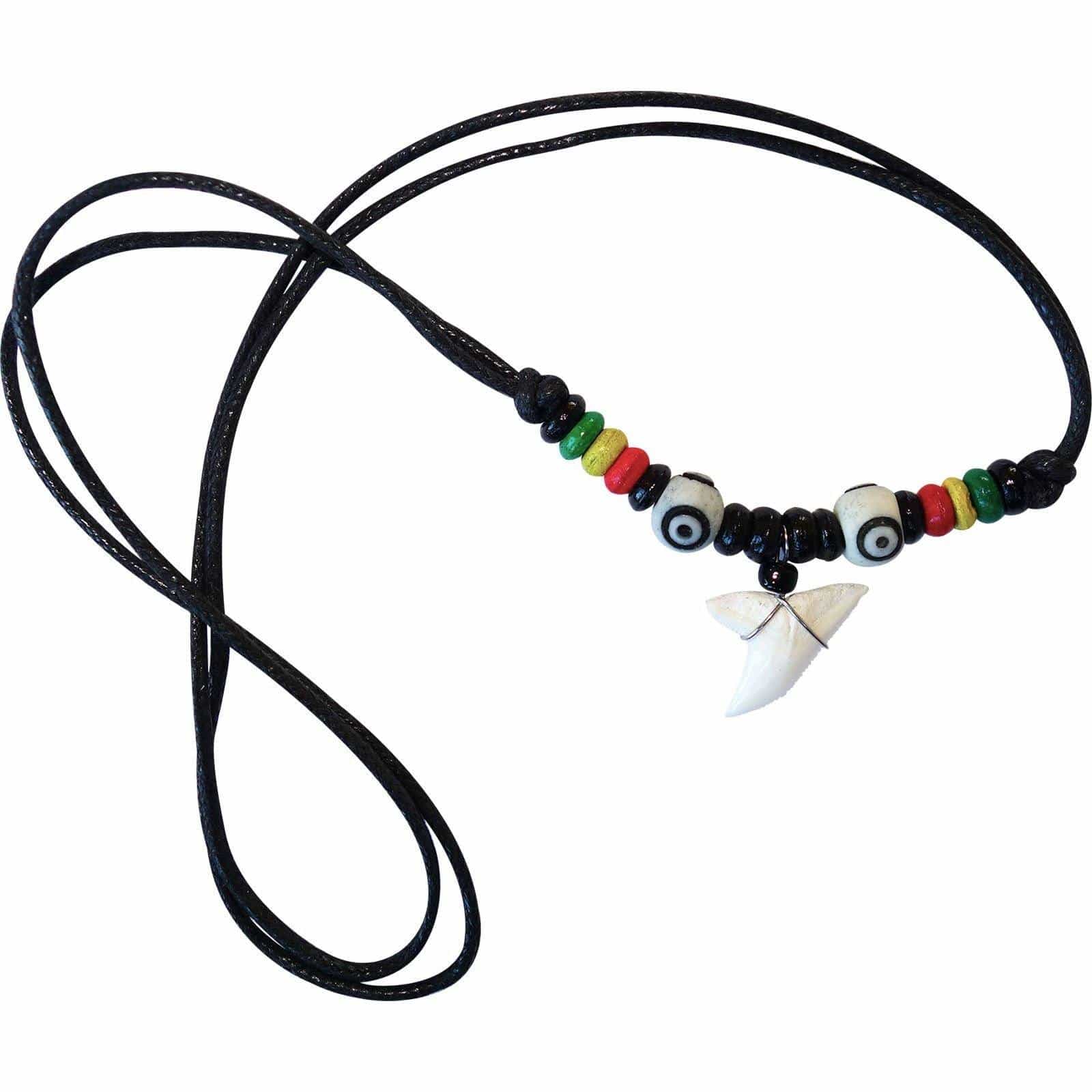 Shark Tooth Necklace Pendant Chain Mens Ladies Boys Girls Reggae Rasta Jewellery