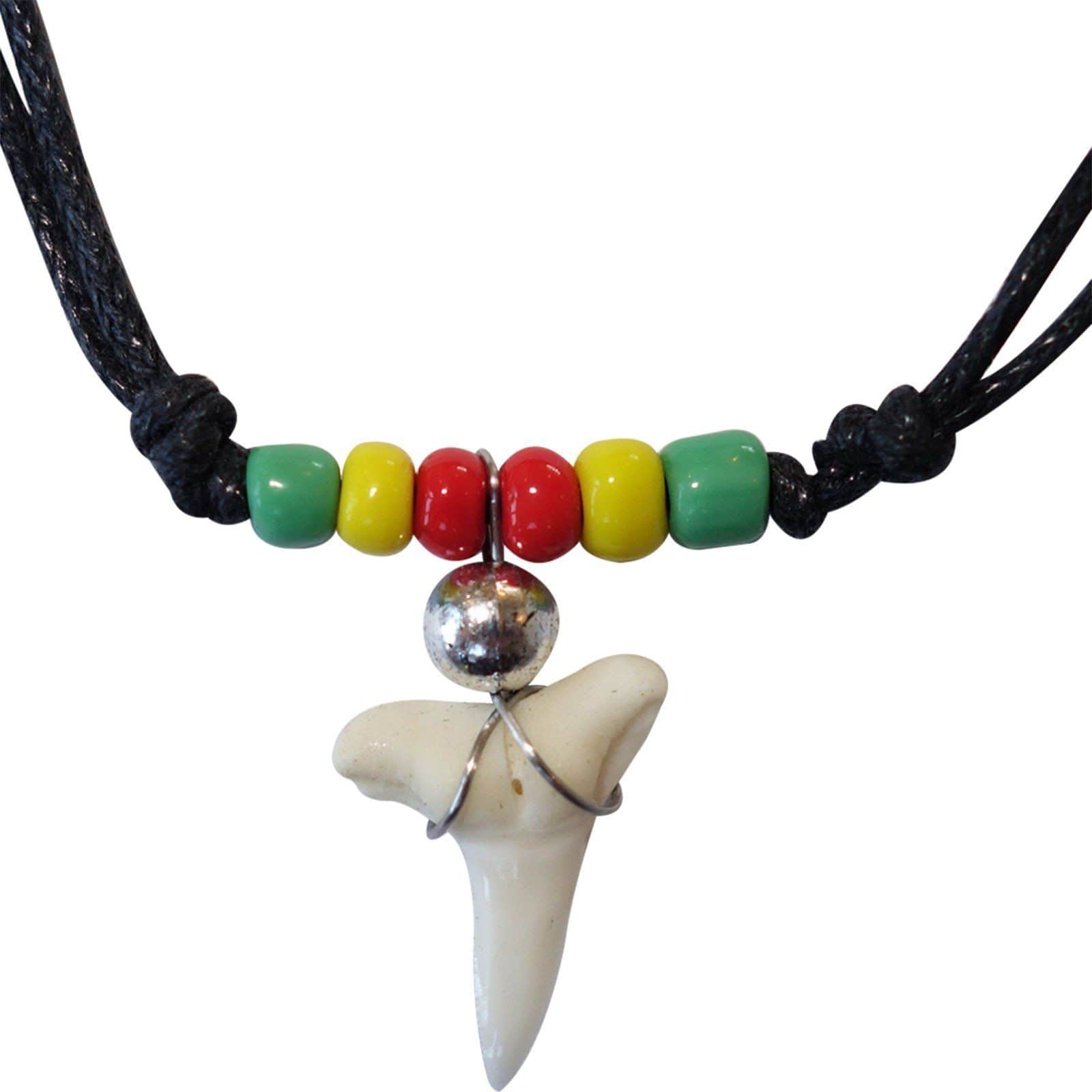 Shark Tooth Necklace Pendant Chain Mens Womens Boys Girls Reggae Rasta Jewellery