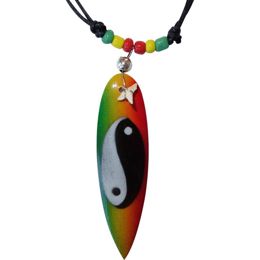 Shark Tooth Necklace Yin and Yang Pendant Chain Mens Womens Rasta Surf Jewellery