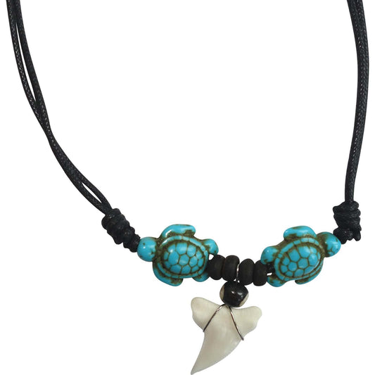 Turtle Turquoise Stone Shark Tooth Necklace Chain Pendant Mens Womens Jewellery