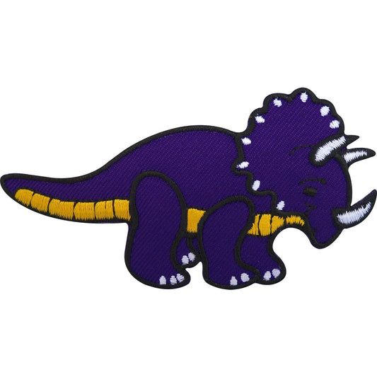 Iron On Patch / Sew On Badge Embroidered Triceratops Dinosaur for Shirt Bag Jean