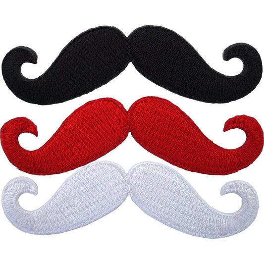 Iron On Patches 3 x Embroidered Moustaches Iron Sew On Badges Monopoly Mustaches