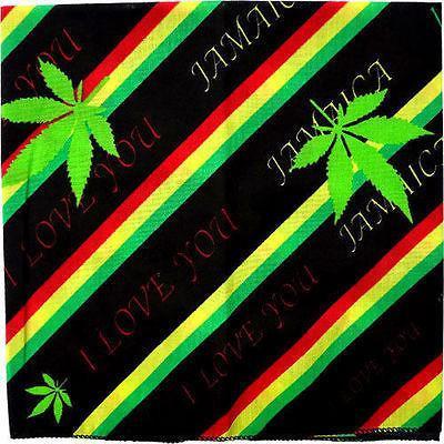 Jamaica Rasta Reggae Bandana Rastafari Cannabis Leaf Stoner Weed Skunk Bandanna
