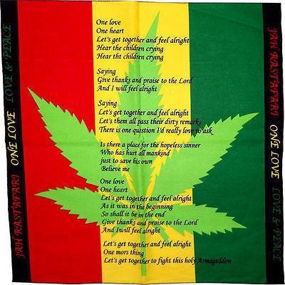 Jamaican Rasta Reggae Bandana Rastafari Bob Marley One Love Bandanna Hat Scarf
