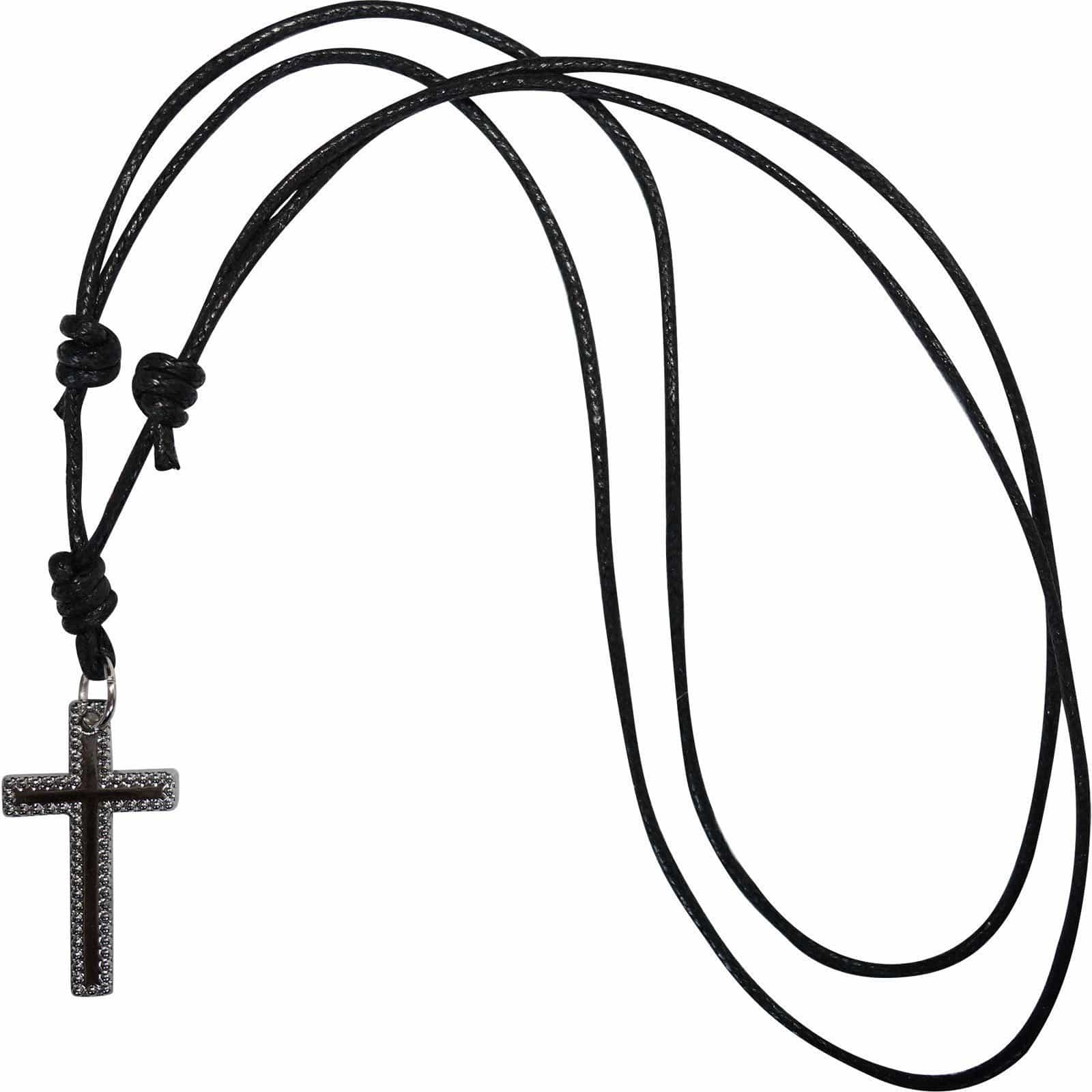Jesus Cross Pendant Necklace Black Cord Chain Mens Ladies Girls Boys Jewellery