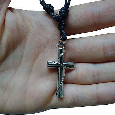 Jesus Cross Silver Tone Pendant Chain Necklace Choker Charm Mens Womens Boy Girl