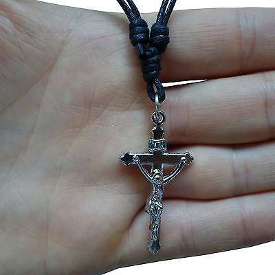 Jesus Crucifix Cross Pendant Chain Necklace Choker Silver Tone Ladies Mens Girls