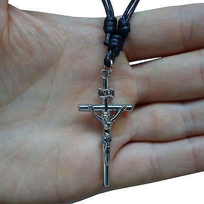 Jesus Crucifix Cross Pendant Chain Necklace Costume Fine Ethnic Tribal Jewelry