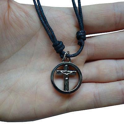 Jesus Crucifix Holy Cross Christian Prayer Pendant Chain Necklace Silver Tone