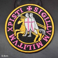 Knights Templar Iron On Patch Sew On Patch Knights On Horse Embroidered Badge Embroidery Applique Black Pink Gold