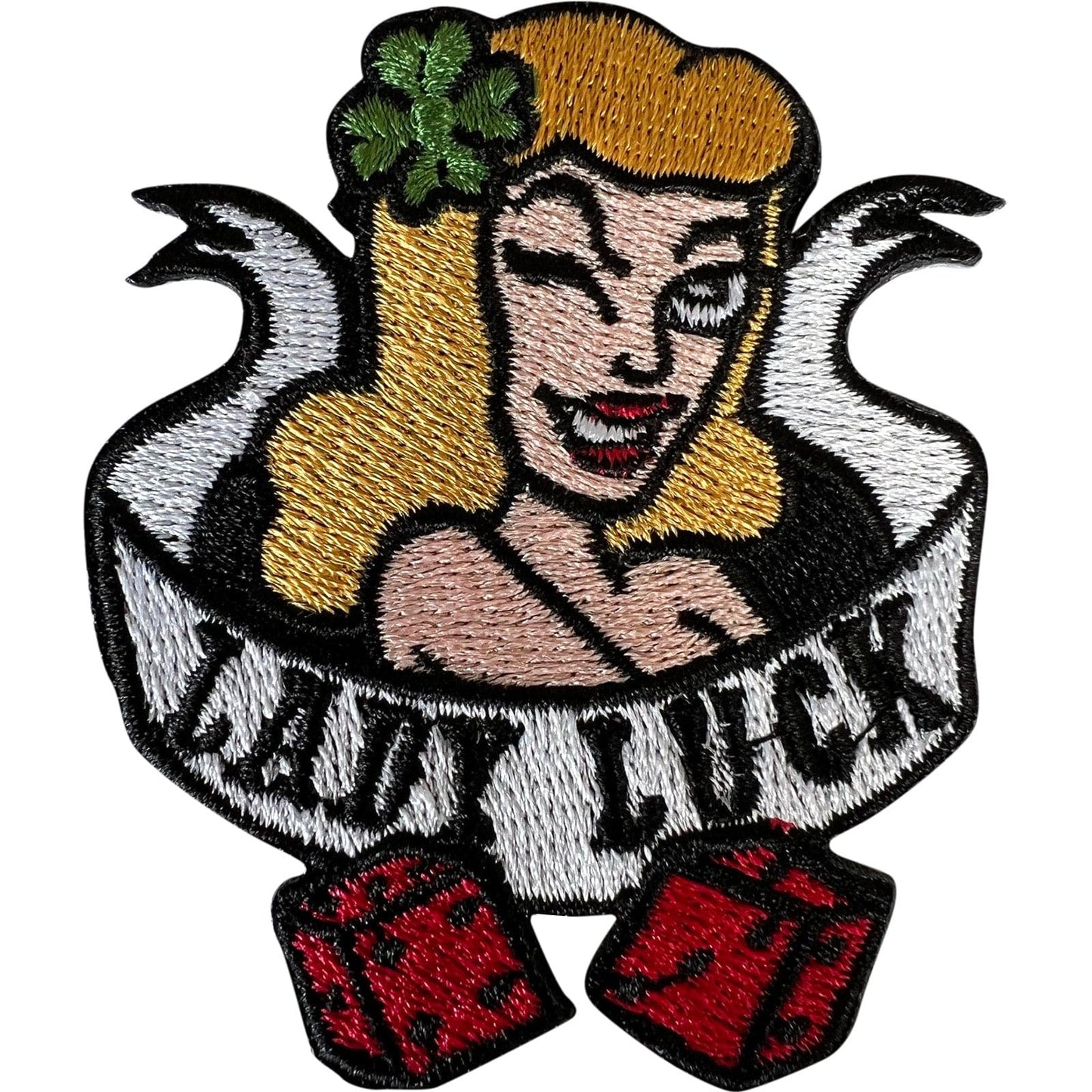 Lady Luck Dice Patch Iron Sew On Jacket Jeans T Shirt Bag Cap Embroidered Badge