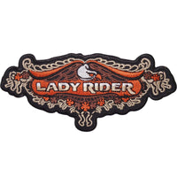Lady Rider Embroidered Iron / Sew On Patch Womens Ladies Motorcycle Jacket Badge