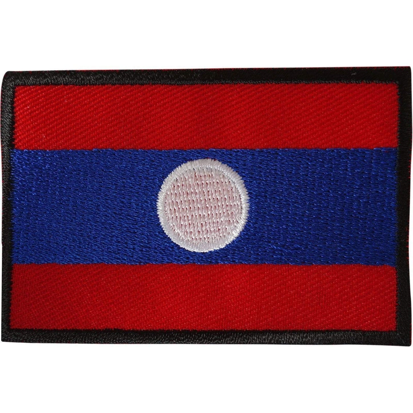 Laos Flag Patch Iron On Sew On Clothes Lao Embroidery Badge Embroidered Applique
