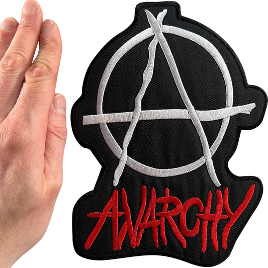 Large Anarchy Symbol Iron Sew On Patch Big Anarchist Sign Punk Embroidered Badge