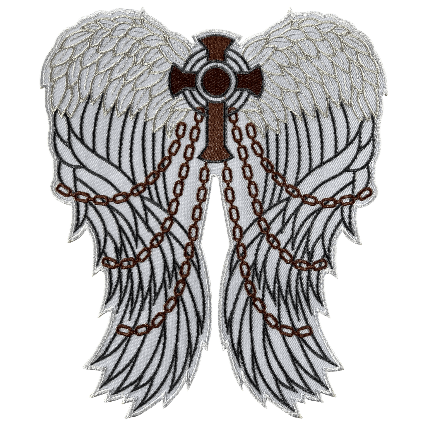 Large Angel Wings Cross Patch Iron Sew On T Shirt Jacket Big Embroidered Badge