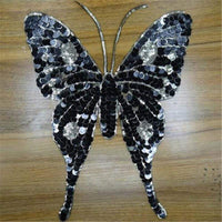 Large Black Gold Brass Colour Sequin Butterfly Patch Sew On Patch Big Embroidered Badge Embroidery Applique Motif