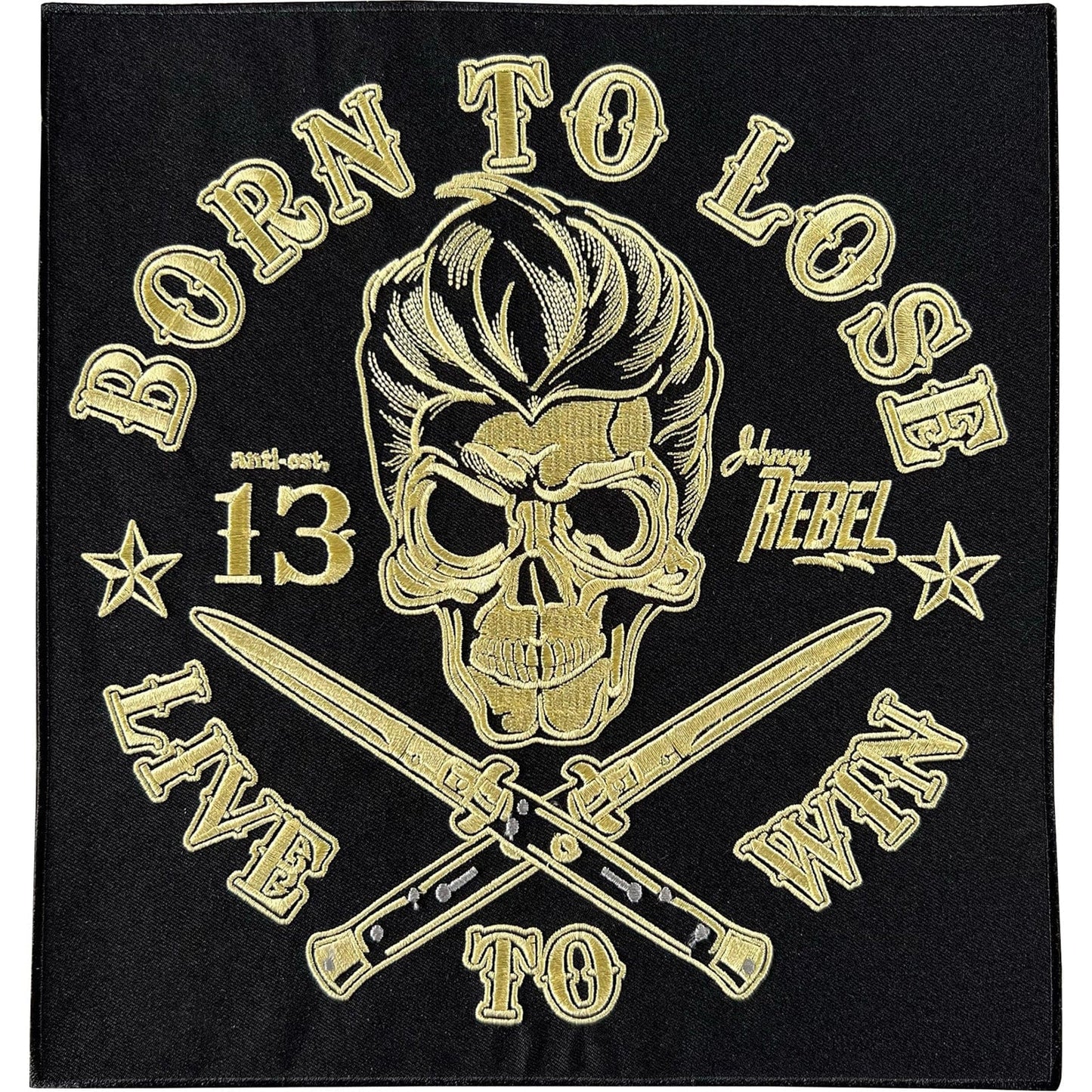 Large Born To Lose Live To Win Patch Iron On Sew On Jacket Big Embroidered Badge