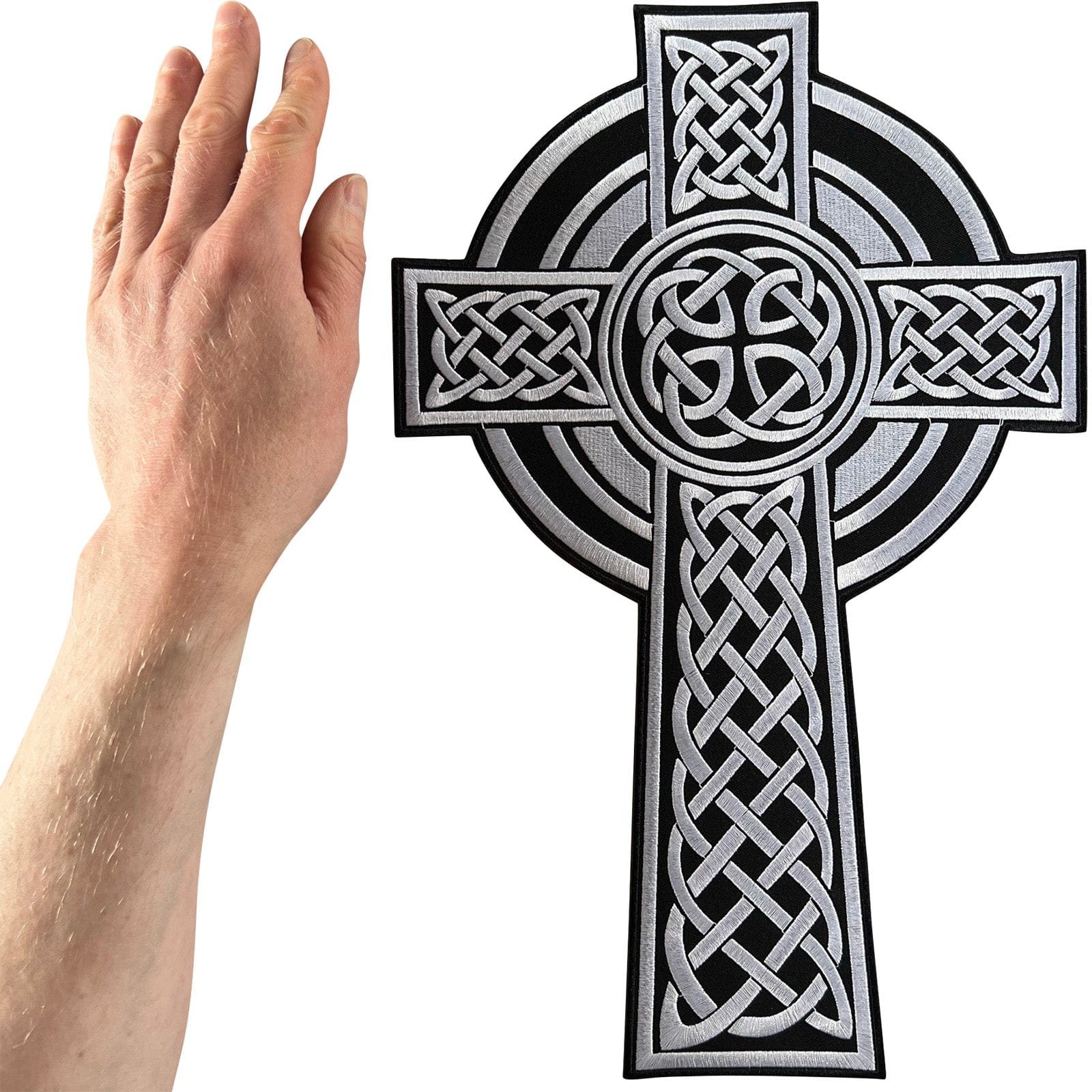 Large Celtic Knot Cross Patch Iron Sew On Jacket Clothes Big Embroidered Badge