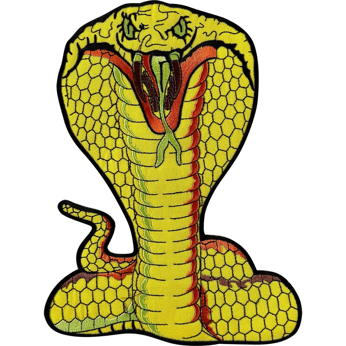 Large Cobra Snake Patch Iron On Sew On Jacket Coat T Shirt Big Embroidered Badge